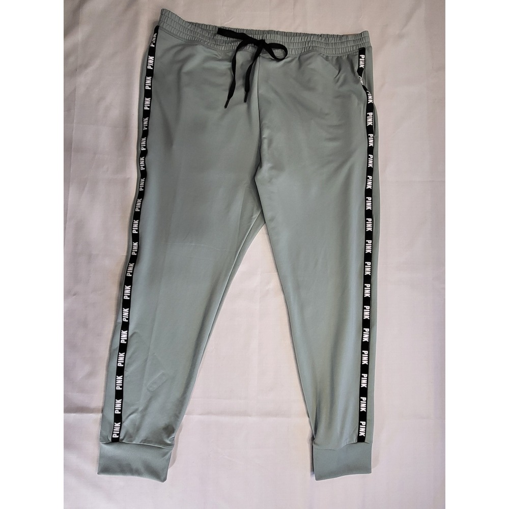 Pink Victoria's Secret Active Track Jogger Sage Green Logo Tape XXL NWT